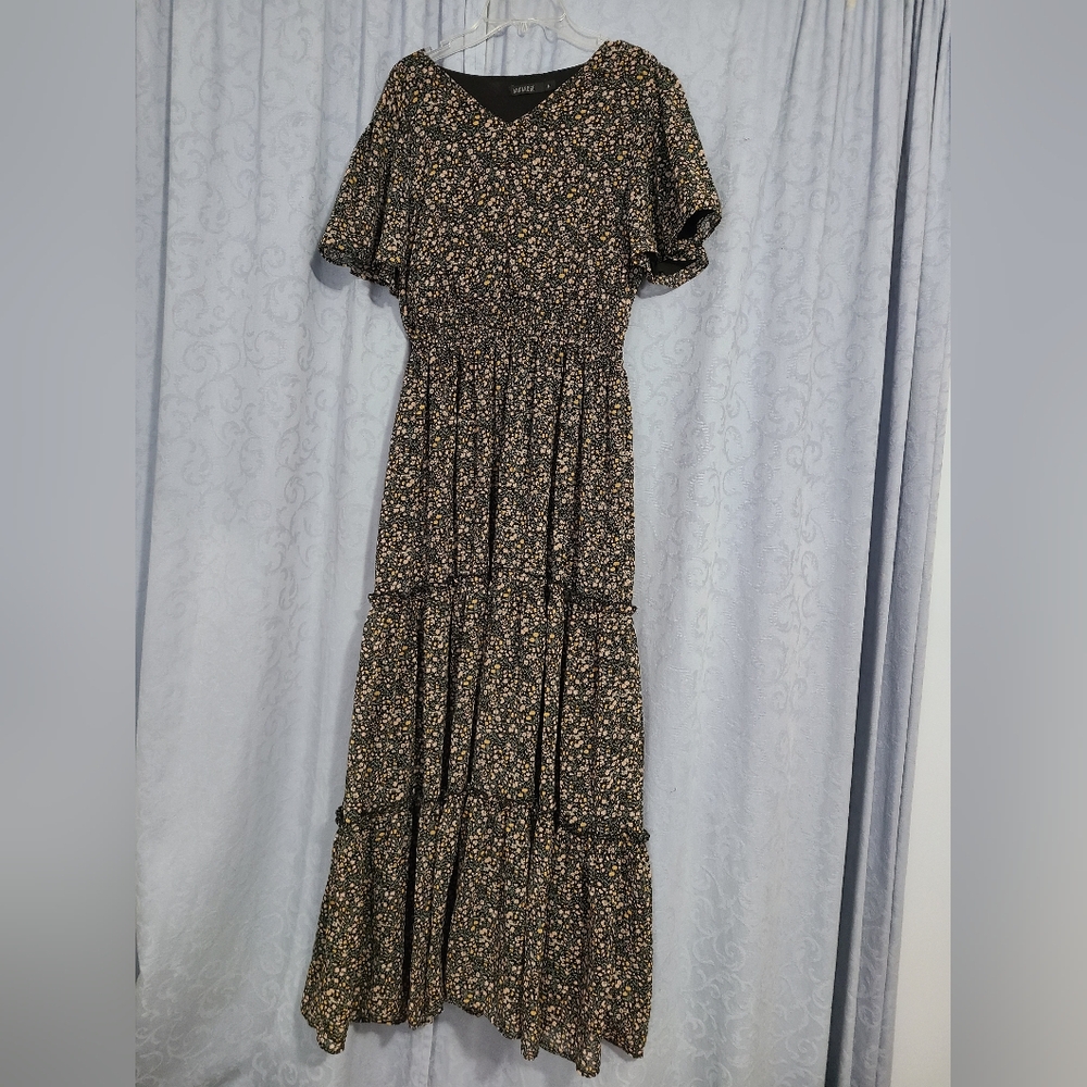Size Medium Mikarose Black Floral Maxi Dress